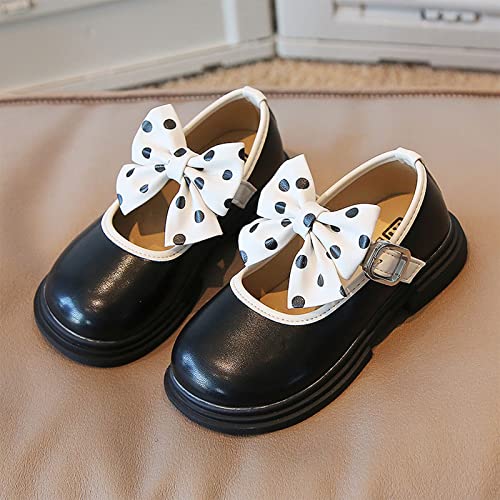Big Girls Boots Girls Casual Shoes Thick Sole Round Toe Polka Dot Bow Cute Dress Shoes2