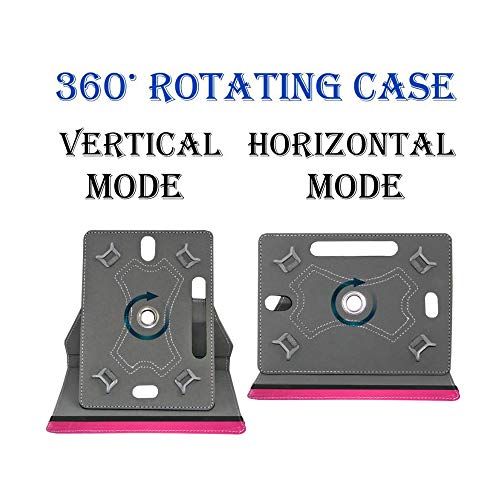 Image of Fastway Rotating Leather Flip Stand Case Cover for DOMO Slate SL36 OS9 SC 10.1-Inch Tablet (Pink)