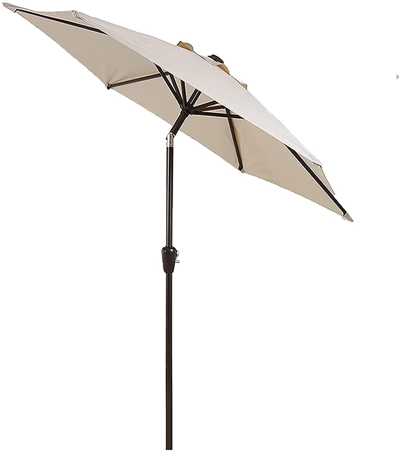 WDSOPK Beach Parasol Patio Umbrella Outdoor Tilting Garden Parasol,Patio with Hand Crank,Waterproof and Uv Protection,Sun Shades,Beach,Outdoor(Beige-2.25M)