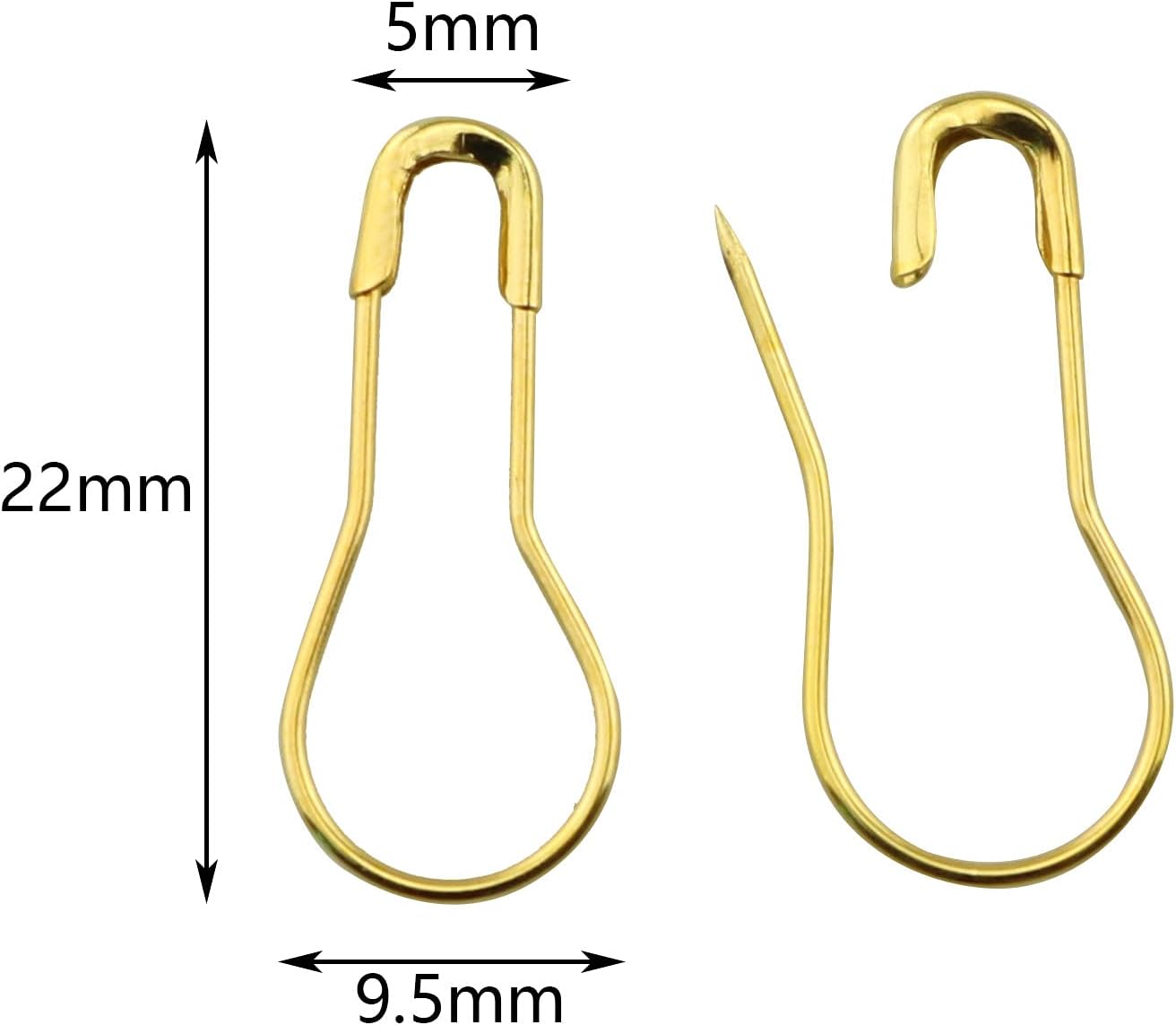 Tegg Safety Pin 500PCS Gold Gourd Shape Metal Fastening Safety Clips for Jewellery Costume Tag and DIY Bulb Pin