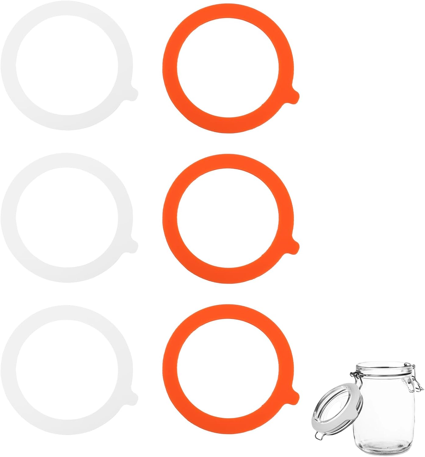 6Pcs Seals Rings For Glass Jars,Silicone Gasket Replacement,Rubber Seal For Mason Jar Lids,Canning Silicone Fitting Seals For Glass Clip Top Jars(4.44in,White)