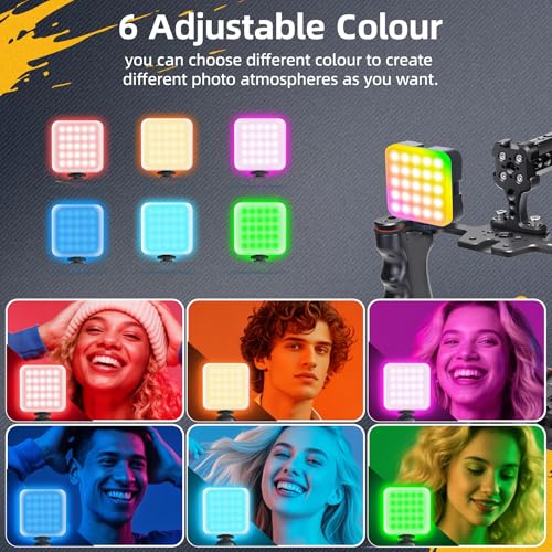 Image of Zeadio Camera Video Rig Cage, Aluminum Filmmaking Movie Making Kit with Top Handle, Arca Type Base, 15mm Rod Guide, RGB Light&Microphone, Compatible with All DSLR Camera and Camcorder