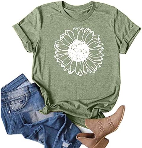 Sunflower Shirts for Women Plus Size Faith Tops Summer Short Sleeve Loose Casual T Shirt Junior Teen Girls Graphic Tees