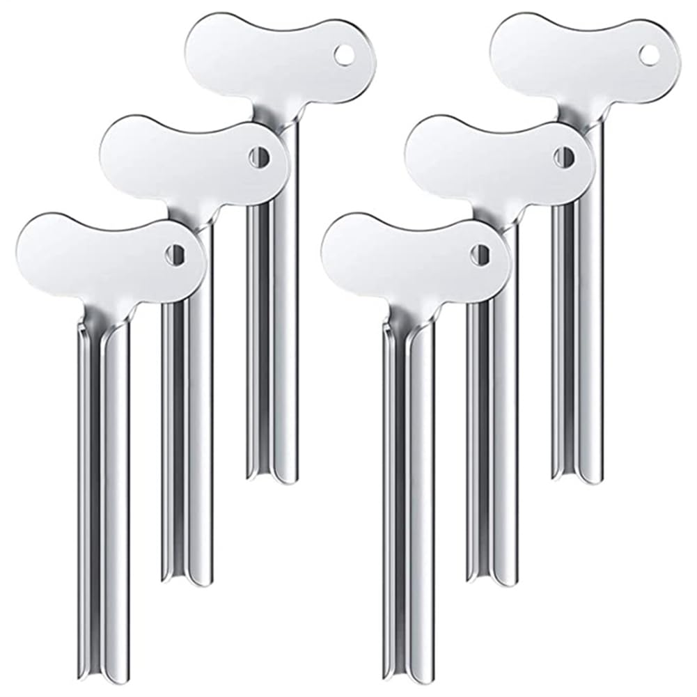 Hfgdnchva 6 Pcs Stainless Steel Toothpaste Tube Squeezers Metal Key Toothpaste Squeezers for Cosmetic Tubes Squeezer