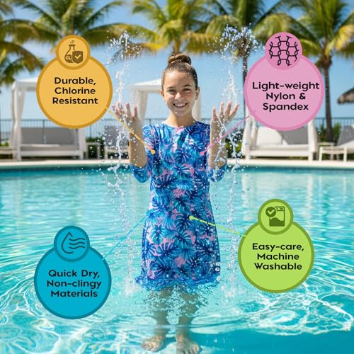 Image of Shira Modest Girls Swim Dress | 3 /4 Sleeve Swimdress, Full Coverage Bathing Suit | Tznius UPF 50+ Quick-Dry
