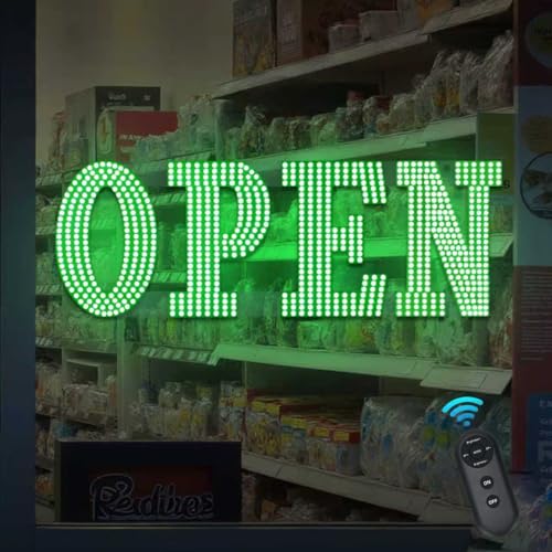 Image of 30 inchx10 inch Large LED Open Sign for Business - Unique Design super Bright Open Signs With chain - High Visibility for Stores, Bar, Hotel, Retail Shops,Window, Salon, Restaurant, Office (Green, 30*10inch)