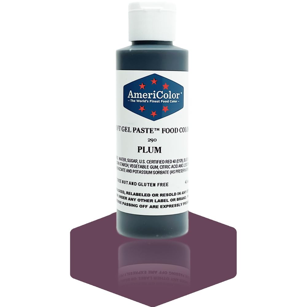 AmeriColor, Plum, 4.5 Ounce Bottle, Soft Gel Paste Food Color