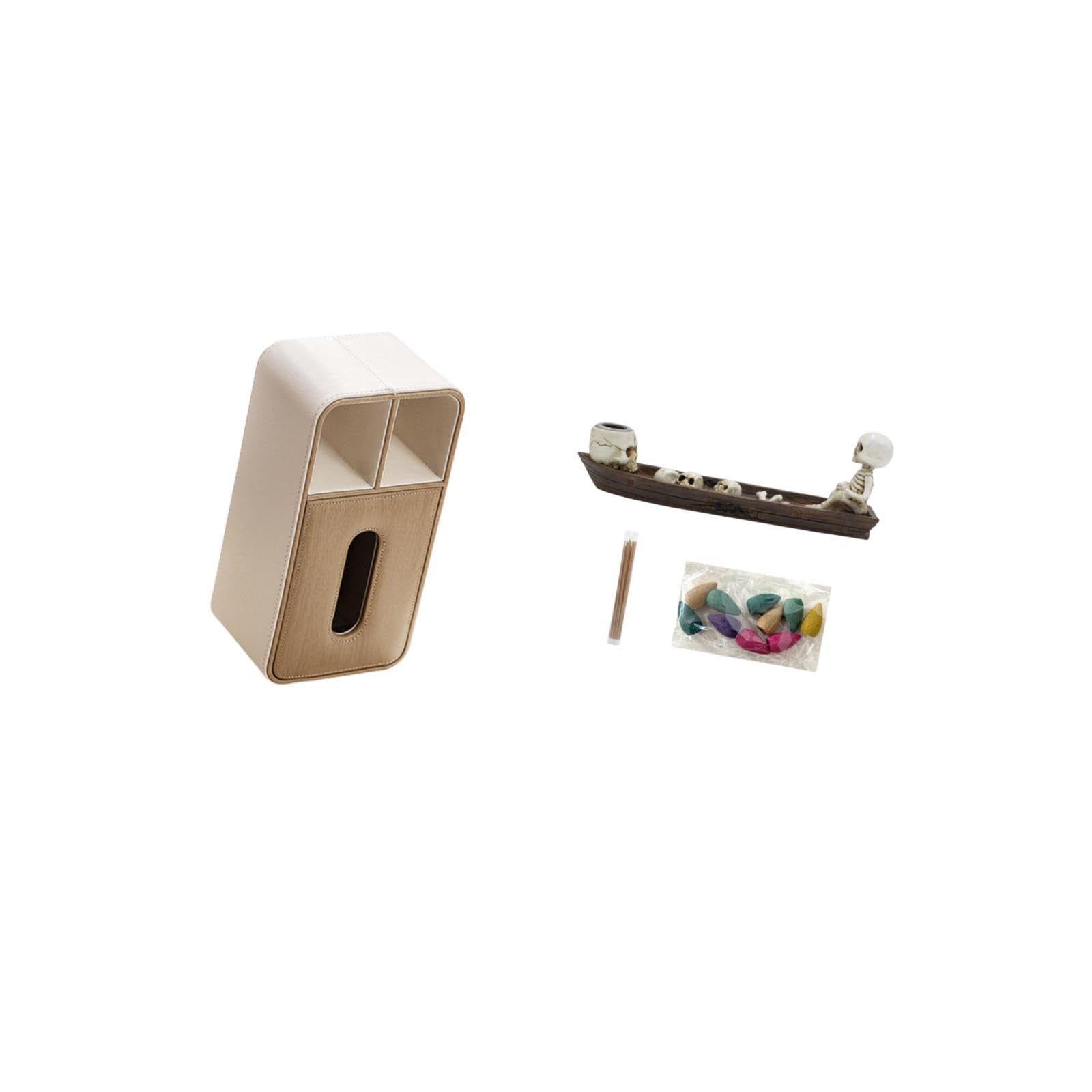 Rectangular Tissue Box Cover and Skull Ship Incense Burner Multipurpose Holder for Office Bedroom Tabletop Décoration Sculpture|Home & Garden |Bath|Tissue Box Covers