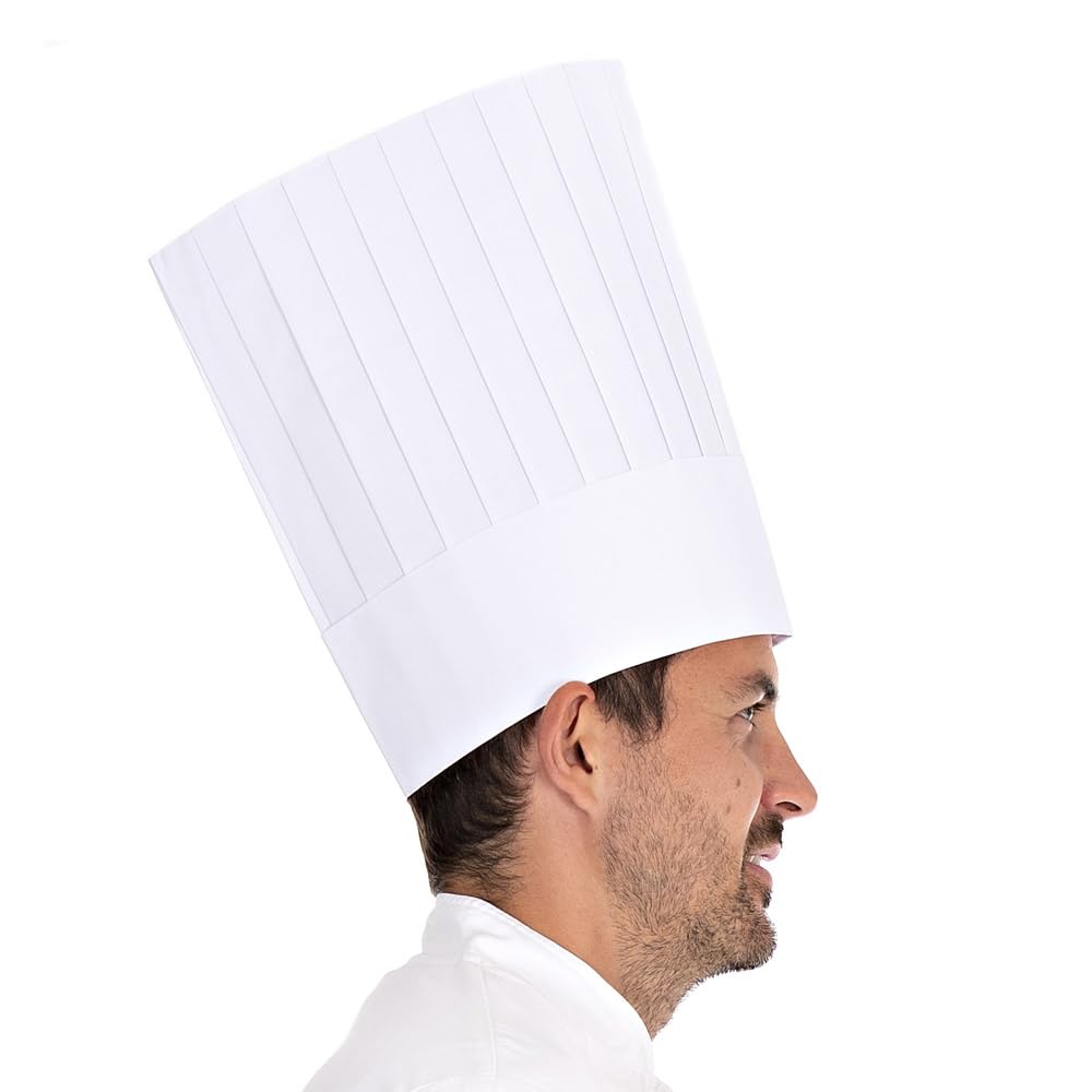 Franz Mensch 250 Stück Hygostar Kochmützen Le Chef | Papier, H: 25cm, weiß, Einheitsgröße, Karton, Kochmütze, Papiermütze, Kopfbedeckung