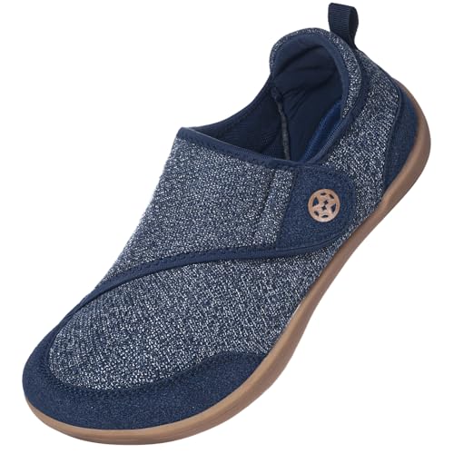 Image of Sisttke Diabetic Shoes for Men Extra Wide Width Adjustable Swollen Feet Orthopedic Shoes Arch Support Barefoot Diabetic Slippers for Edema Elderly Arthritis Indoor Outdoor