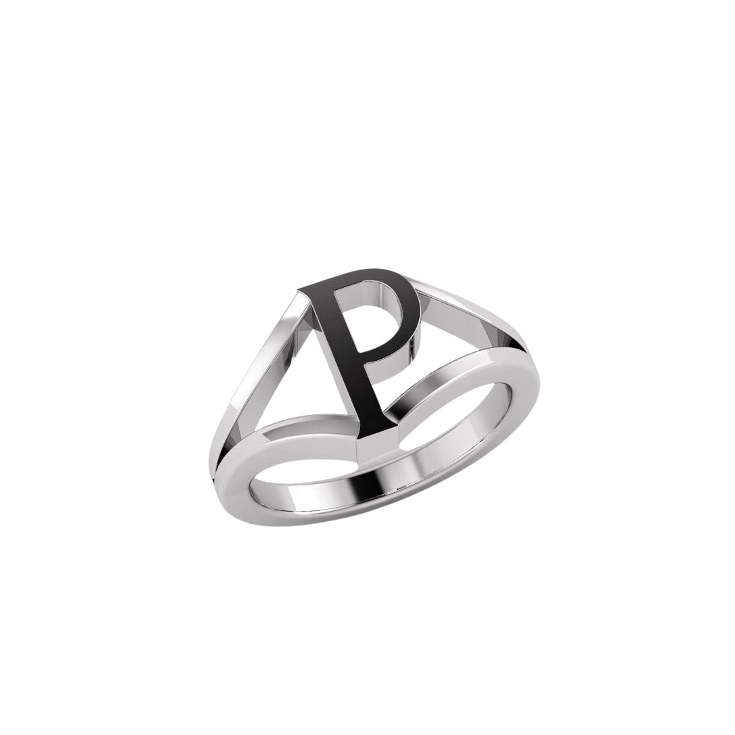 Alphabet Ring 'P' in 925 Sterling Silver