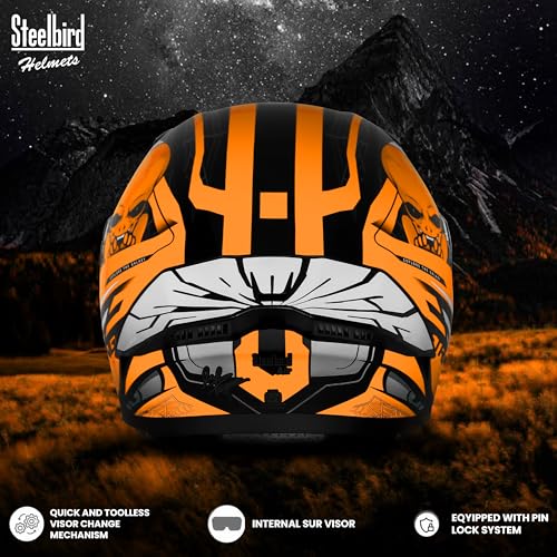 Image of Steelbird SBA-20 Strange ISI Certified Flip-Up Graphic Helmet for Men and Women with Inner Silver Sun Shield