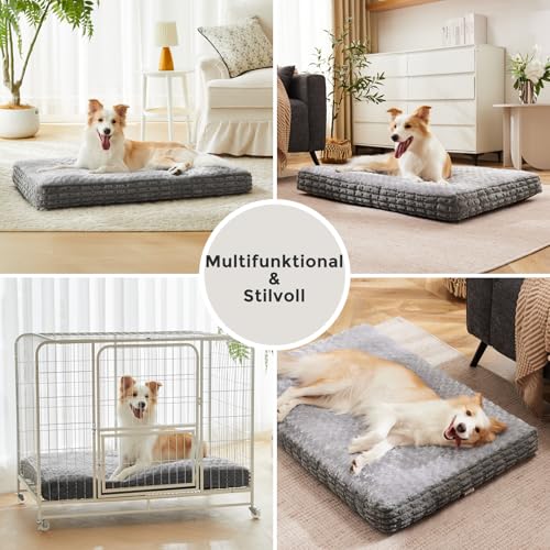 Heymamba Kleine Hundematte - Orthopädische Funktion Waschbar Hundebett, Beruhigende Hundematratze mit Rutschfester Unterseite, Warmes Kissen für Haustiere, Grau, 60x45x12cm