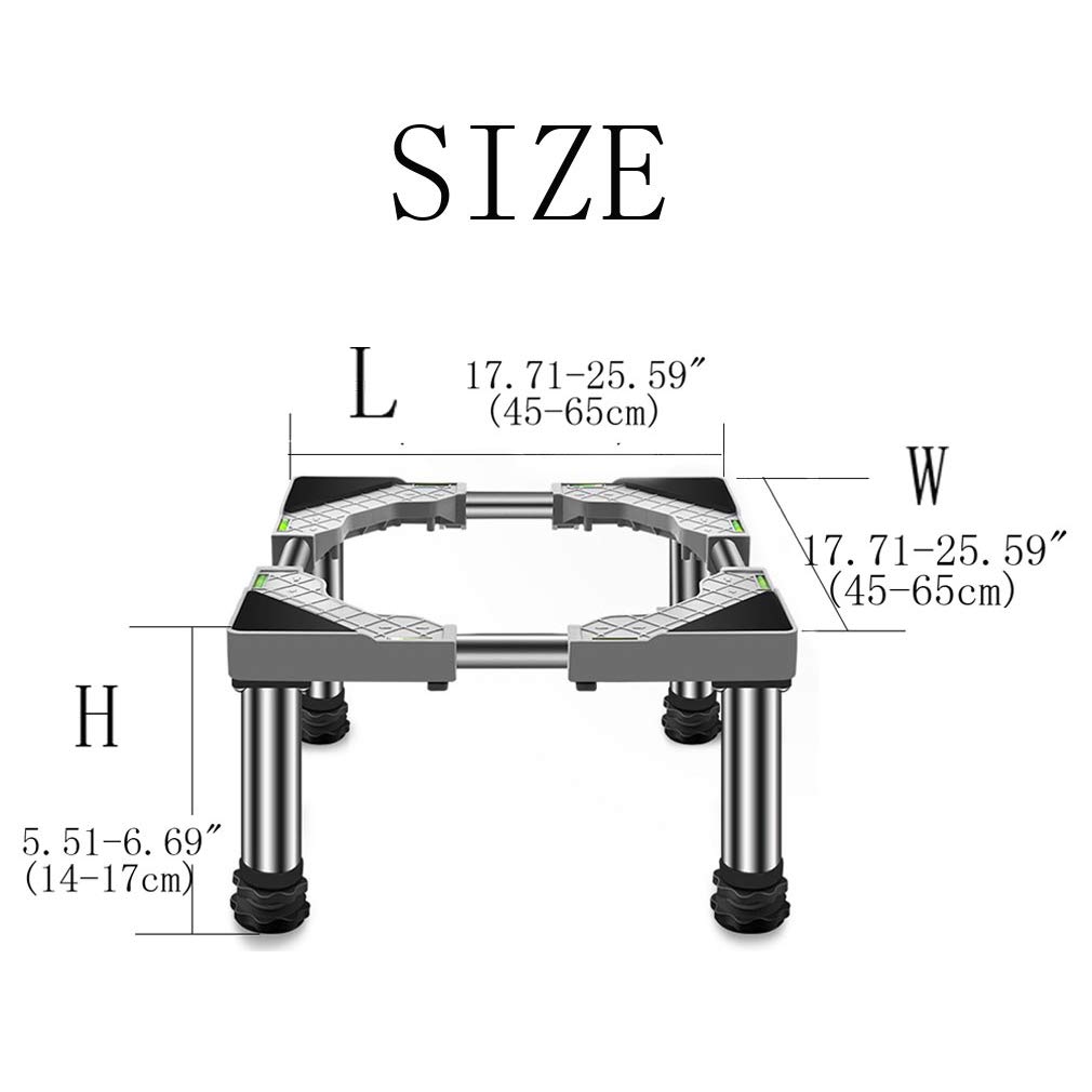Soporte para Lavadora/Secadora/Refrigerador Base Antivibracion Ajustable Largo/Ancho 45-65cm Pedestal y Marco para Neveras Lavadora Universal Base para Lavadora Del Tambor Vinotecas
