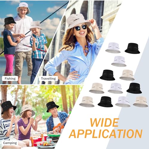 Image of Didaey 48 Pcs Bucket Hat Bulk for Women Men Fisherman Adjustable Summer Hat UV Protection for Outdoor Fishing Hiking Beach