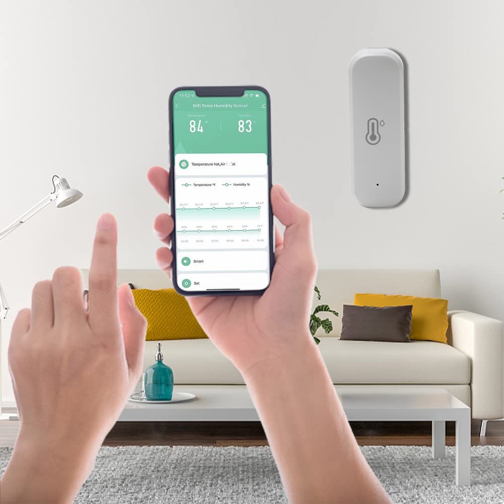 pour Tuya Lot de 4 Hygromètres Intelligents De Température Et D'humidité WIFI, WIFI Température et Capteur D'humidité Pour Hygromètre Intelligent Pour Serre Domestique Moniteur à Distance Et Alerte