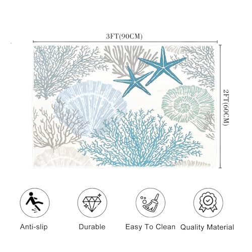 Tapete decorativo costero 60x90 cm azul lavable antideslizante miniatura 2