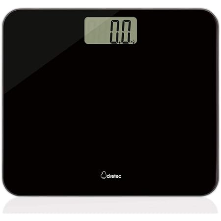 Amazon Dretec ドリテック 体重計 ボディスケール 最大150kg 100g単位 のるだけで測定 電源操作がいらない フラット形状 測定値を固定 薄型 収納可能 グラッセ ブラック Dretec ドリテック ホーム キッチン