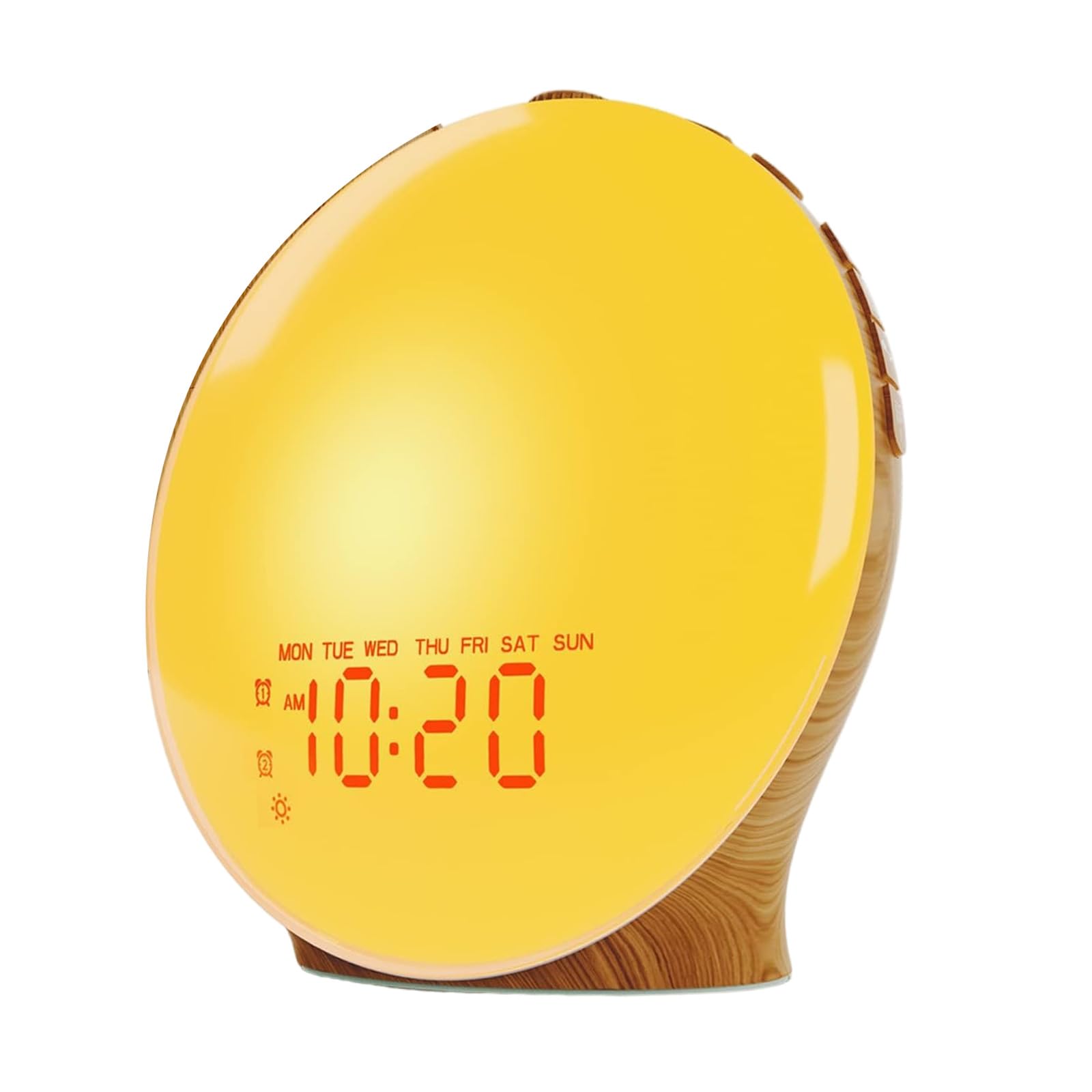 Kalttoy Wood Grains Designs Wake Up Light Sunrises Simulation Alarm Clock with 2 Alarm Snooze Function Radio Colorful Nightlight Color Changing Wake Up Lamp