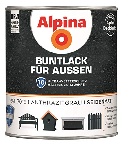 Alpina Buntlack Metalllack 0,75L anthrazitgrau Ral 7016 glänzend Außen