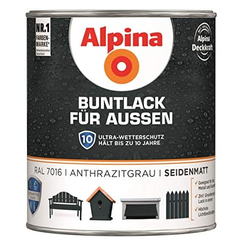 Alpina Buntlack Metalllack 0,75L anthrazitgrau Ral 7016 glänzend Außen