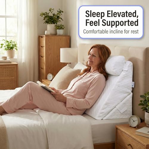 Almohada cuña para dormir inclinada con espuma viscoelástica para piernas y cabeza 5