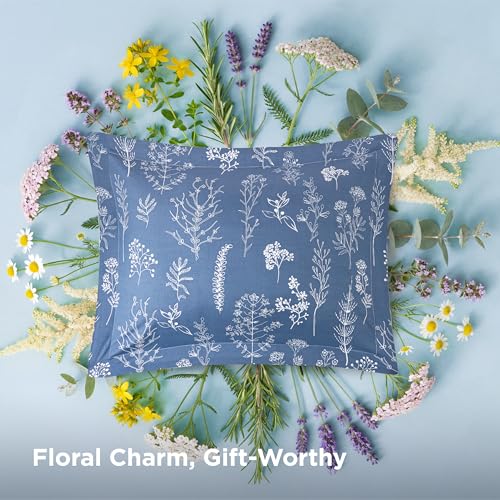 Image of Bedsure King Comforter Set - Infinity Blue Bed Set, 3 Pieces Cute Floral Bedding, 1 Soft Reversible Botanical Flowers Comforter and 2 Pillow Shams