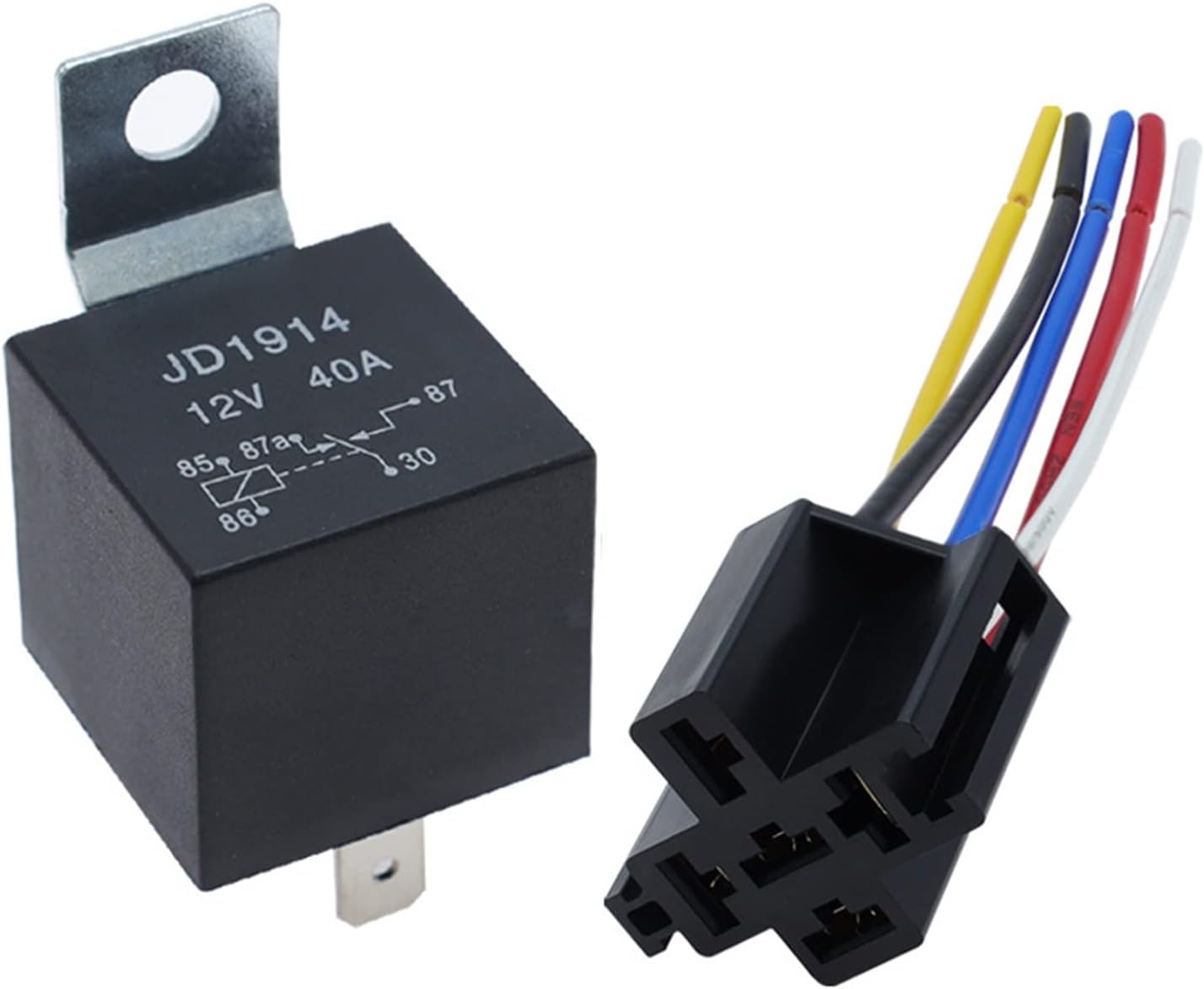 4 5 Pin 4P 5P 40A Waterproof Car Relay Long Life Automotive Relays Normally Open DC 12V/24V for Head Light Air Conditioner(Jd2914-24v-40a-5pin)