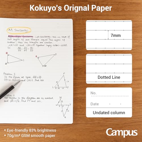 Image of KOKUYO Composition Notebooks, 3 Pack Campus B5 Comp Book with Dotted College Ruled, 40 Sheets, School Lined Notebook in Mofu Animal, Cute Journal for Women Girls Work Study Note Taking