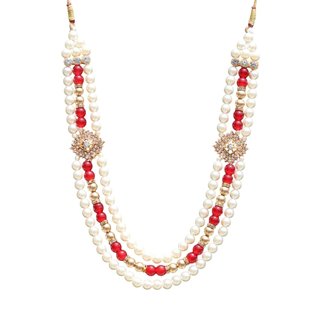 Geetanjali Crafts Handmade Kids Necklace Sherwani Kids Mala With Pearls, Stone & Studded AD(American Diamond) Neck lace Jewellery 7806 (B0C55F65JQ) Amazon Price History, Amazon Price Tracker