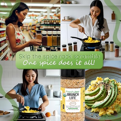 FreshJax Organic Everything Bagel Seasoning – Brunch Life 5 oz Bottle, Non-GMO, Gluten-Free, Keto, Paleo, No Preservatives – All-Purpose Bagel Spice Mix