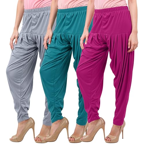 Image of Buy That Trendz Patiala Pant Combo Pants for Womens Pack of 3 Viscose Patiyala Salwar Bottoms