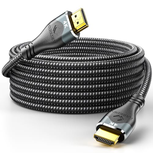 HXRKDEV 4K Long Hdmi Cable 50 ft, HDMI 2.0 Cable Braided, 4K@60Hz/2K/1080P/3D ARC/Ethernet Gold Plated HDMI Cord, Ultra High Speed Hdmi Cable for UHD TV, Monitor, Laptop, Xbox, PS5/PS4