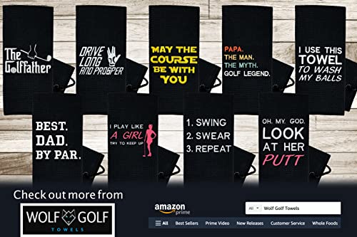Wolf Golf Towels - Custom Golf Towel - Embroidered Golf Towels For Golf Bags With Clip - Personalized Golf Towel For Golf Bags For Men - Golf Gifts For Men #TOP6
