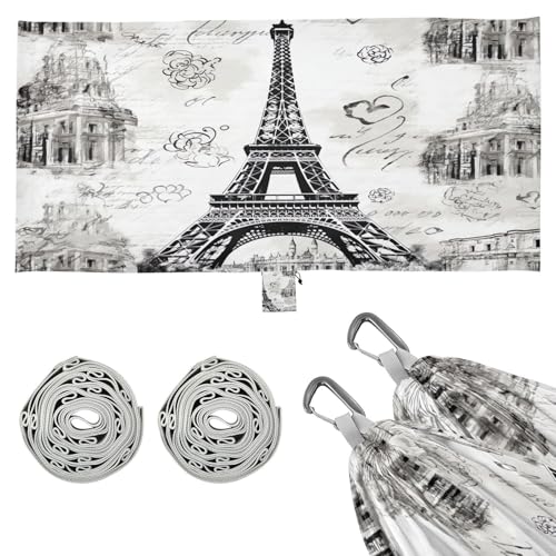 SDMKA Vintage Eiffel Tower Camping Hammock, 330 lbs with 2 Tree Straps, Carry Bag, Single Portable Hammock for Outdoor/Indoor, Hiking, Beach, Backpacking, Travel