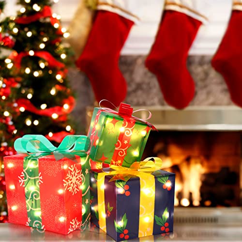 Christmas Lighted Gift Boxes Christmas Decorations,Light Up Present Boxes Ornament Decorations