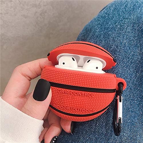 Silicone Case for Airpods Pro Cute Funny Basketball Football Soft Cover Skin with Anti-Lost Keychain (Basketball Case) - Image 3
