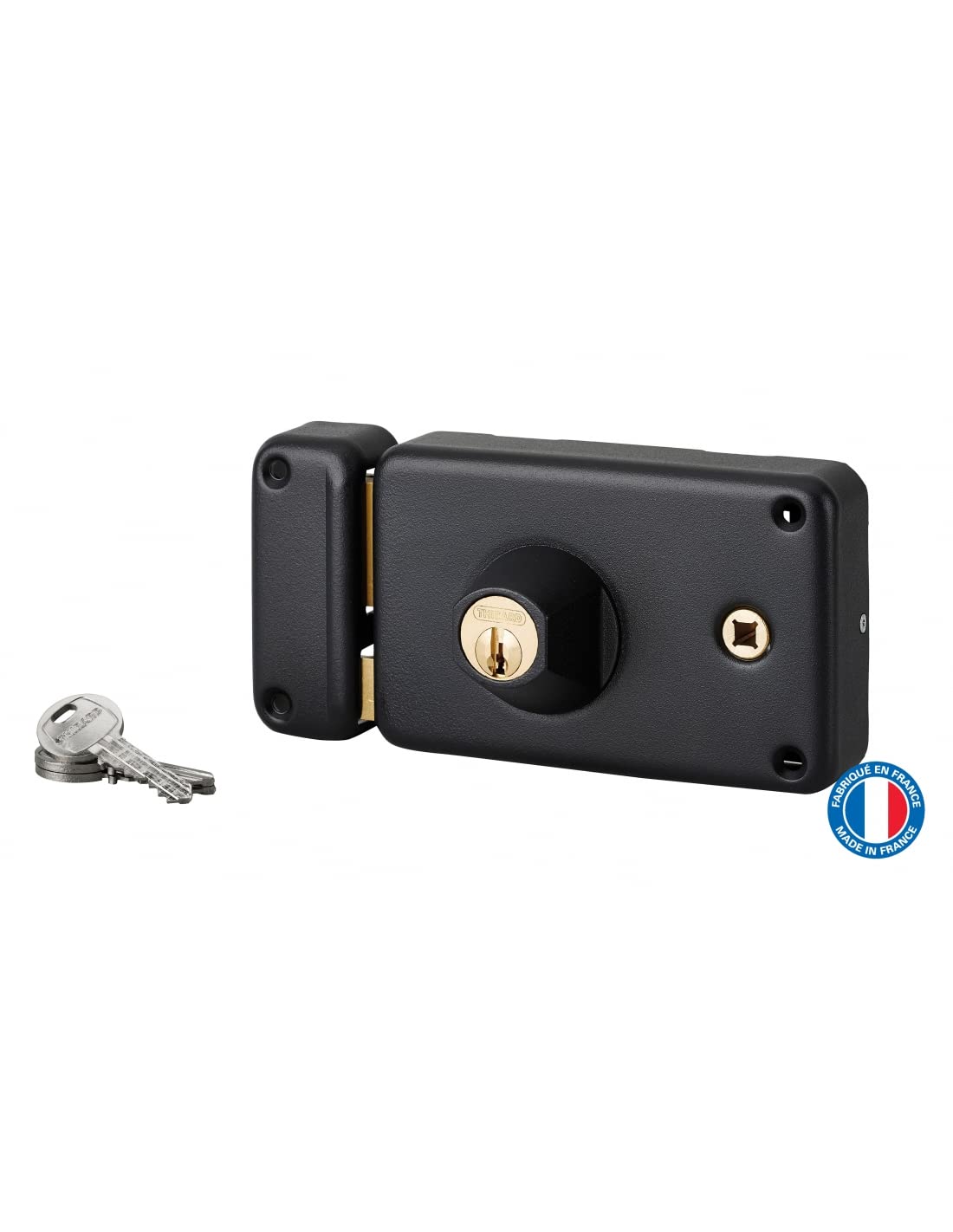 THIRARD - Serrure Horizontale en Applique Double Entrée à Fouillot pour Porte d'Entrée - Gauche - Axe 55 mm - 140 x 88 mm - Noir - 3 Clés - Mécanisme à 2 Tours