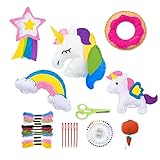 Perfecto como regalo para niños: un gran regalo hecho a mano, kits de costura de fieltro para manualidades, pequeño y lindo, unicornio, dona, arco iris, estrella fugaz, que son amantes de las niñas, celebra la diversión de manualidades con tus niños y niñas