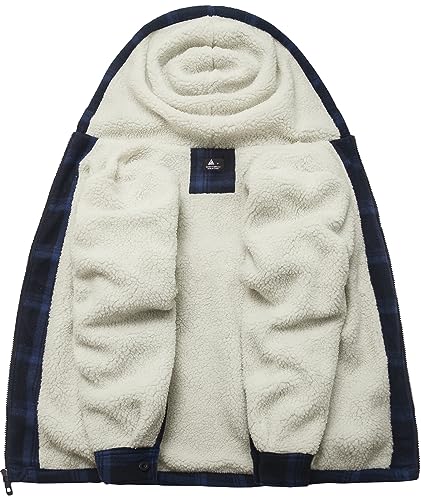 SCODI Men's Flannel Shirt Jacket Fleece Sherpa Lined Plaid Jackets Coat Full Zip Up Hoodie Winter Outwear Navy XX-Large — view 3