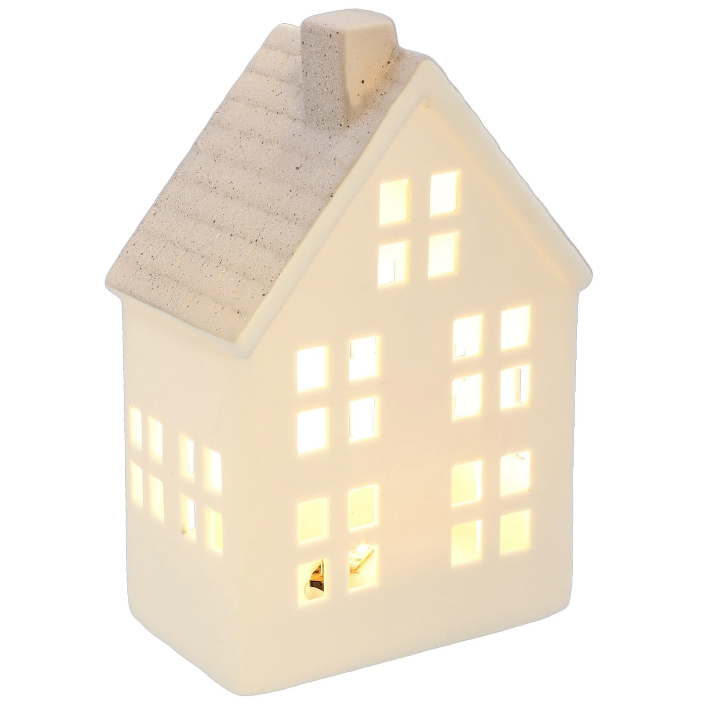 Shudehill Giftware China White LED Light Up Cute Heart House Decorations Medium Grey