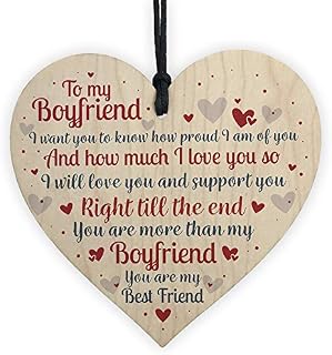 RED OCEAN Boyfriend Anniversary Birthday Christmas Card Gift Wooden Heart Keepsake
