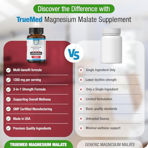 Image of Magnesium Malate Capsules, Supports Cellular Energy & Muscle Health, 90 CT | High Bioavailability Magnesium Supplement for Muscle Function, Energy & Metabolic Support, GMP Certified, Non-GMO, USA Made