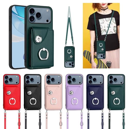 Étui iPhone 17 Air en cuir bleu foncé rigide avec rabat haut de gamme et cordon - 6