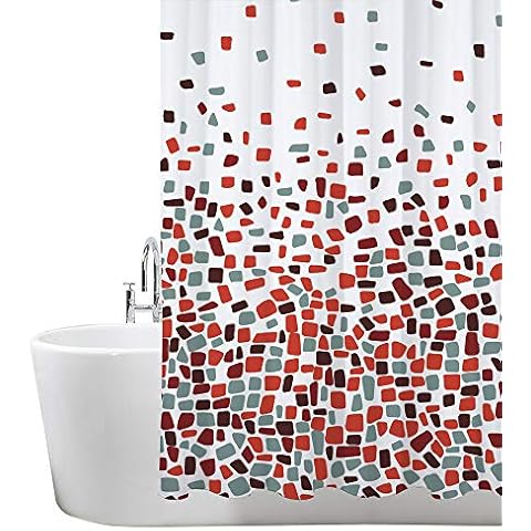 ANSIO Cortinas de Ducha Impermeables 180 x 180 cm (71 x 71 Pulgada) Rojo Cover