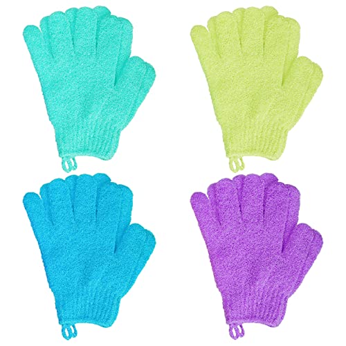 4 Pairs Bath Exfoliating Gloves Scrub, Double Sided Bath Mitts Scrubs