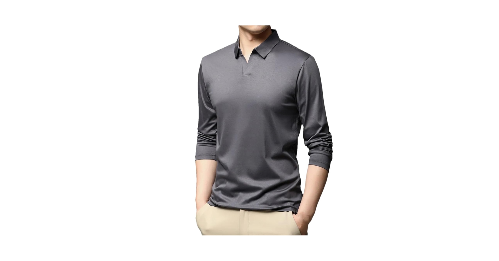 MENS LONG POLO SHIRT (予約販売品) Men Cotton Collar Long Sleeve Polo-Shirt T-Shirt Tops at