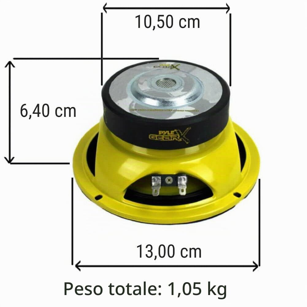 2 altoparlanti compatibile con PYLE PLG54 diffusori da 13 cm 130 mm 5" da 100 watt rms e 200 watt max con impedenza 4 ohm porte portiere sportelli, a coppia