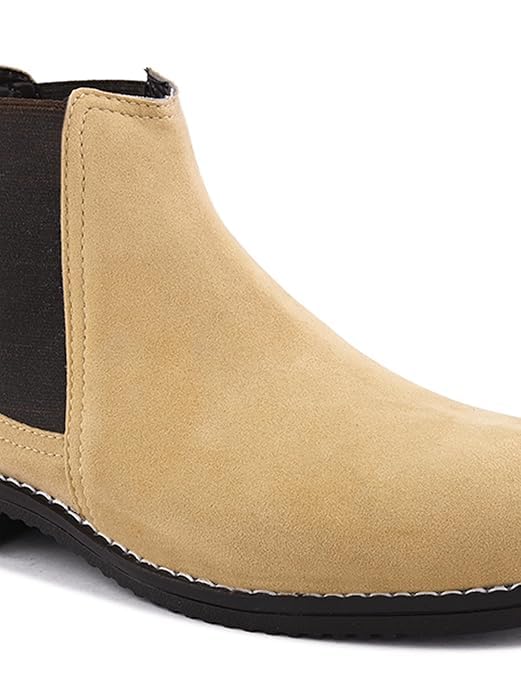 Image of STANPHORD Men's Pacecore Slip-On Boots Block-Heel Chelsea Solid High Top Regular Casual Shoes Without Laces | Perfect for Parties, Outdoor, Trekking, Office