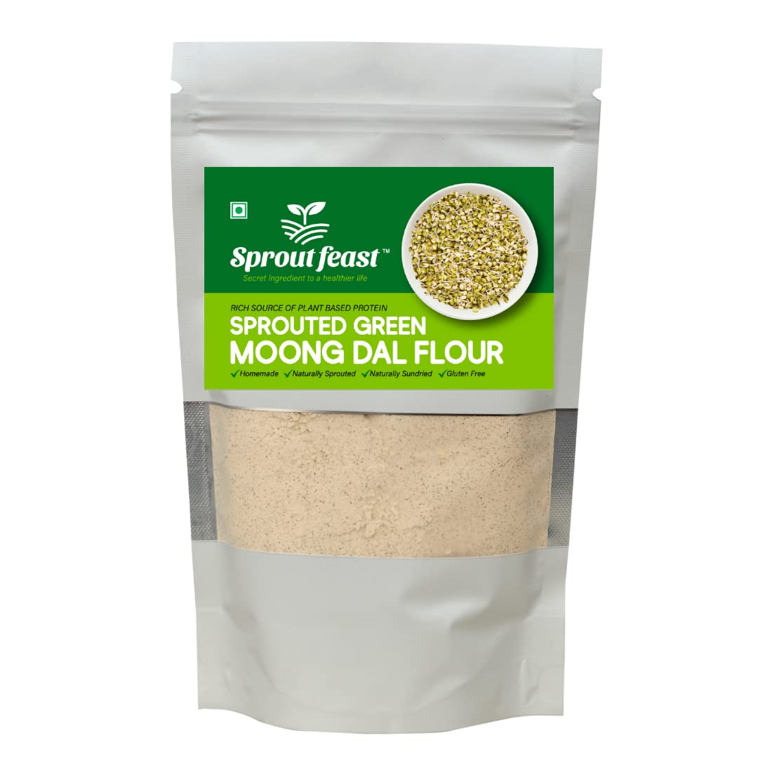 Sprout Feast Sprouted Green Moong Flour 400Gms |100% Homemade & Naturally Dried | Gluten Free | Suitable for All Age Groups